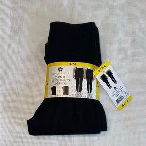 Tuff Athletics Black Fleece Tights Leggings Size 7-8 Small New